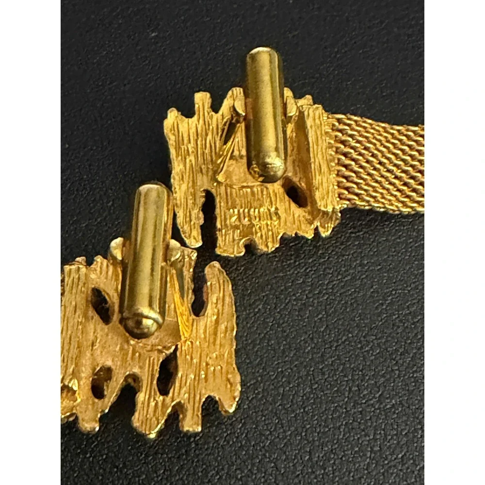 Vintage SWANK Brutalist Cufflinks Gold Tone Nugget